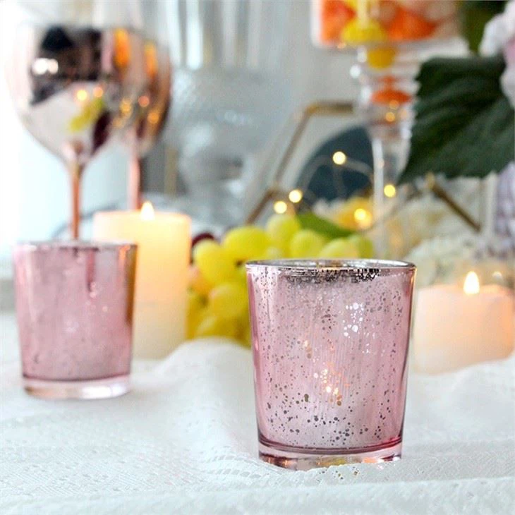 Pink Tealight Glass Candle Holder Jar