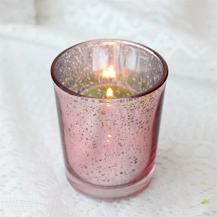 Pink Tealight Glass Candle Holder Jar