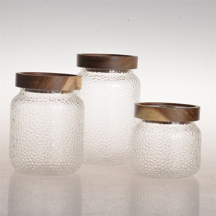 Set Of 3 Clear Glass Food Jars