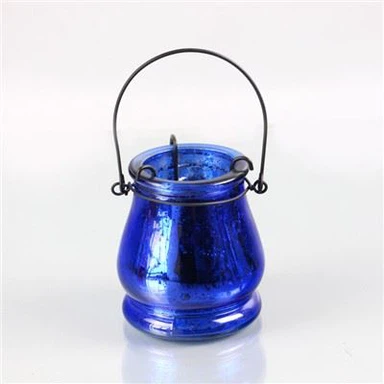 Vintage blå glasljusstakehållare