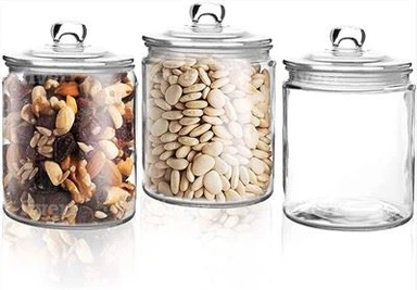 Set med 3 glasburkar med lock 1 liter