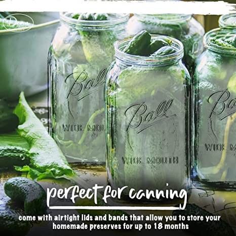 Glass Mason Jar 32 Oz With Wide Mouth Lid