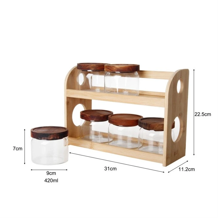 6-Jar Storage Set With Acacia Wood Base best