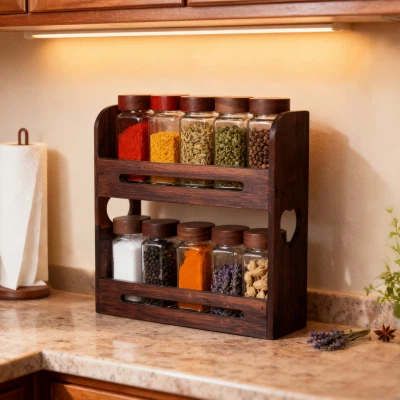 Set med 10-delade kryddor i glasburkar