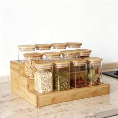 12-delad fyrkantig glasbehållare