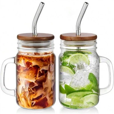 Glas Mason Jar koppar med bambu lock